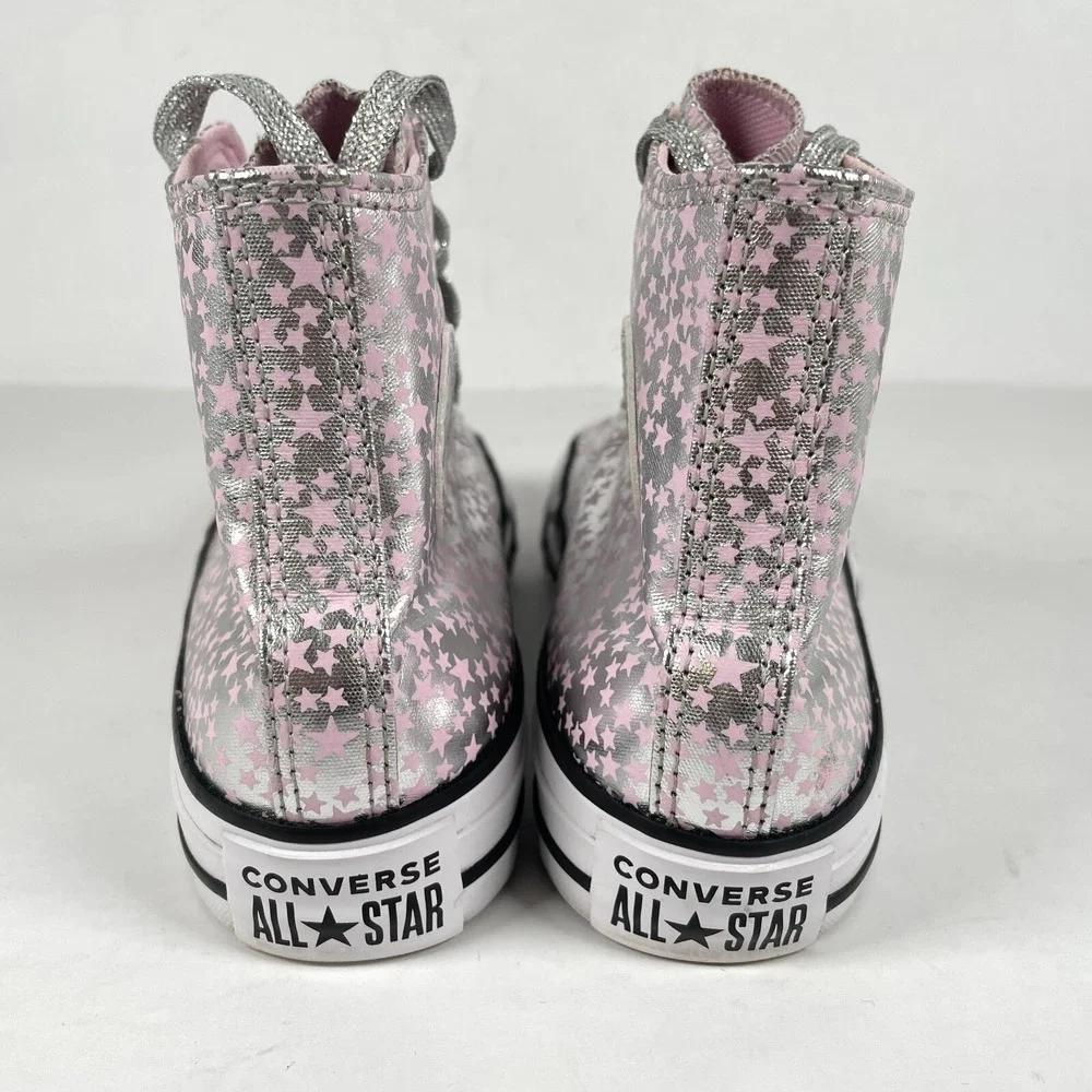 Converse CTAS Hi She's A Star Print Silver Pink Shoes Youth Junior Size 6 Bootie